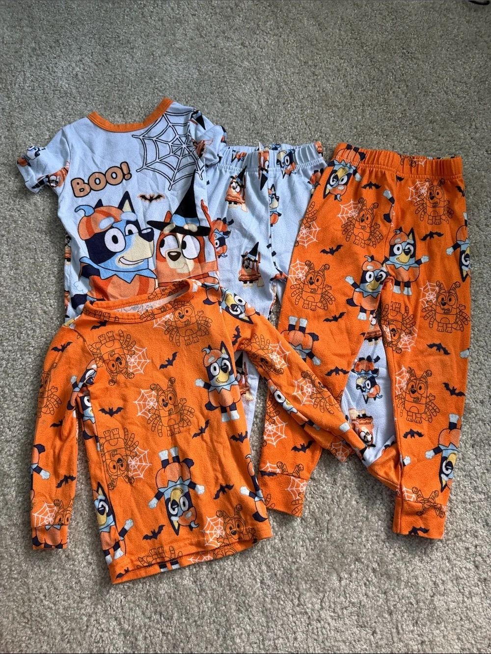 Lucy Kids Halloween Character Pajama Set in Orange and Light Blue